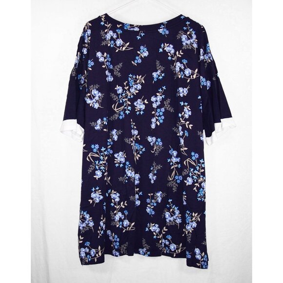 NEW Woman Within 2X 26/28 Navy Floral Short Sleeve Tunic Top - Picture 10 of 14